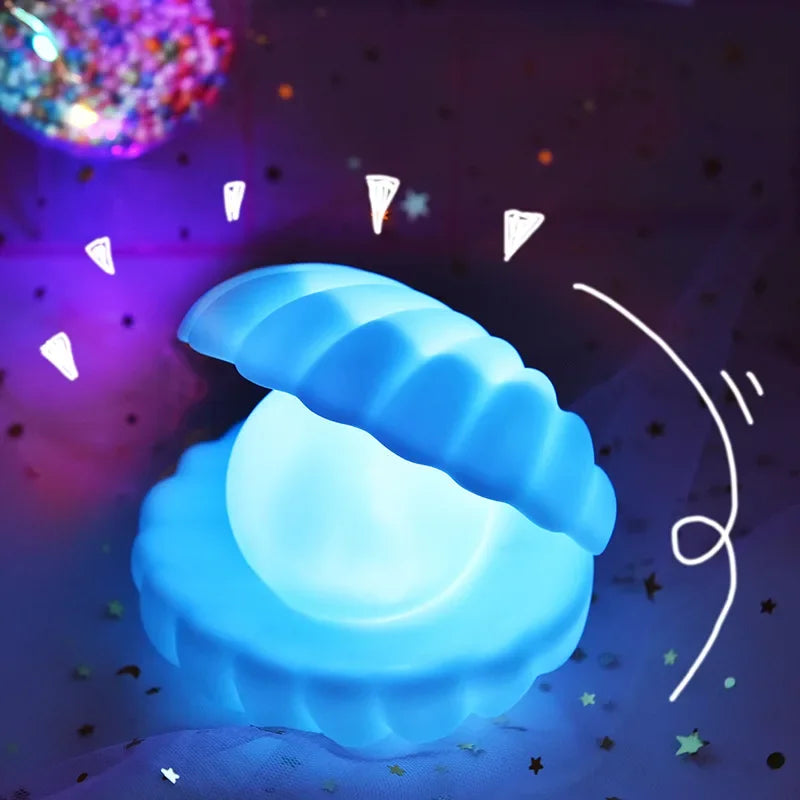 Led Pearl Shell Night Lights for Baby Kids Children Bedroom Decorate Desk Lights
