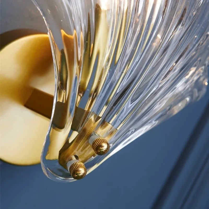 Nordic Simple Glass Shell Wall Lamp Bedroom Living Room Corridor Wall Light