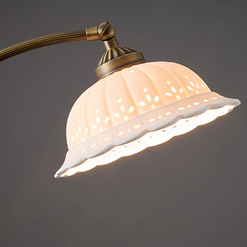 Ceramic Lampshade Vintage Table Light Copper E14 Bulb Bedroom Bedside Foyer Desk Lamp