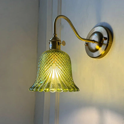 Nordic Traditional Brass Wall Lamp with Glass Shade Elegant Wall Sconce Lighting