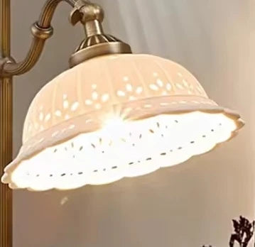 Ceramic Lampshade Vintage Table Light Copper E14 Bulb Bedroom Bedside Foyer Desk Lamp
