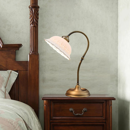 Ceramic Lampshade Vintage Table Light Copper E14 Bulb Bedroom Bedside Foyer Desk Lamp