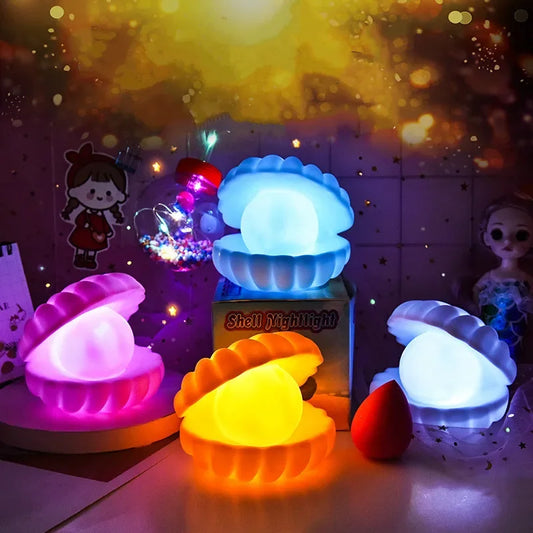 Led Pearl Shell Night Lights for Baby Kids Children Bedroom Decorate Desk Lights
