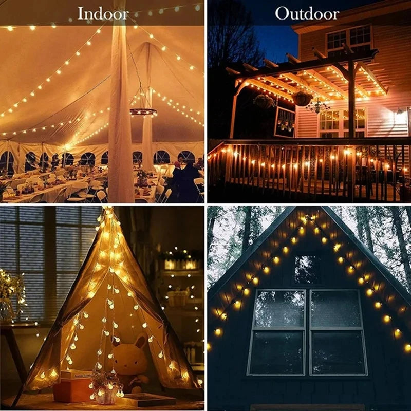 1.5-10m LED Crystal Ball Garland String Lights Indoor Decor Holiday Christmas Lamp