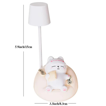 LED Desk Lamp Mini Cat Dimming Reading Light 3 Lighting Mode USB Rechargeable
