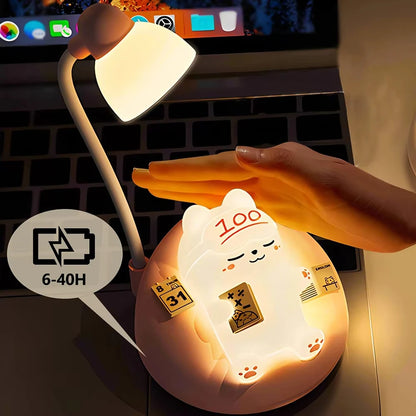 LED Desk Lamp Mini Cat Dimming Reading Light 3 Lighting Mode USB Rechargeable