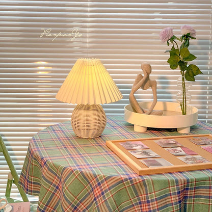 INS Led Pleated Table Lamp Rattan Base Desktop Light Usb PLug Dimmable Timmer