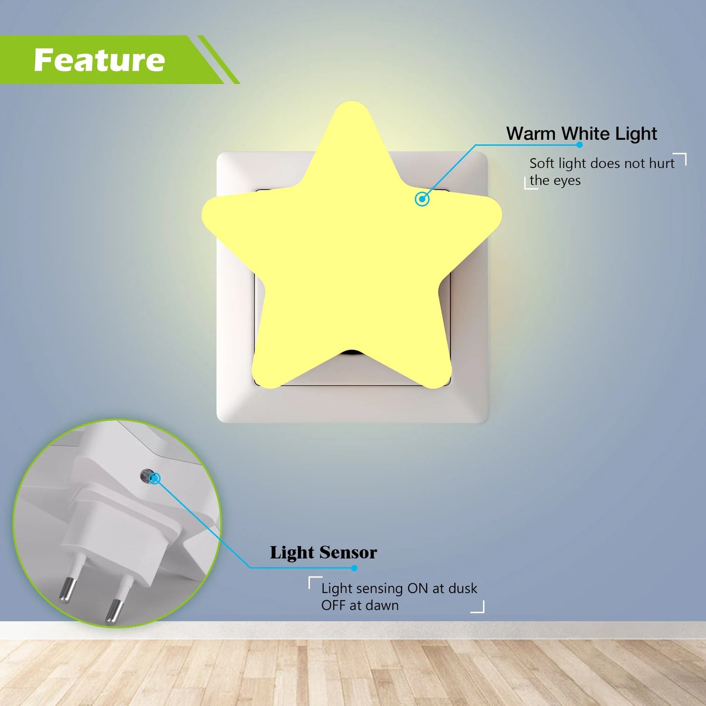 Star Shape Night Lights LED Light Sensor Night Lights Plug in Auto on/Off