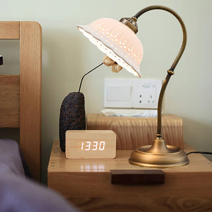 Ceramic Lampshade Vintage Table Light Copper E14 Bulb Bedroom Bedside Foyer Desk Lamp