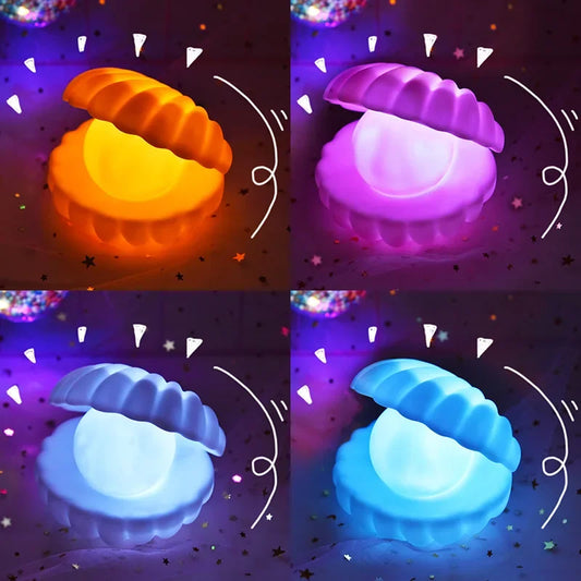 Led Pearl Shell Night Lights for Baby Kids Children Bedroom Decorate Desk Lights