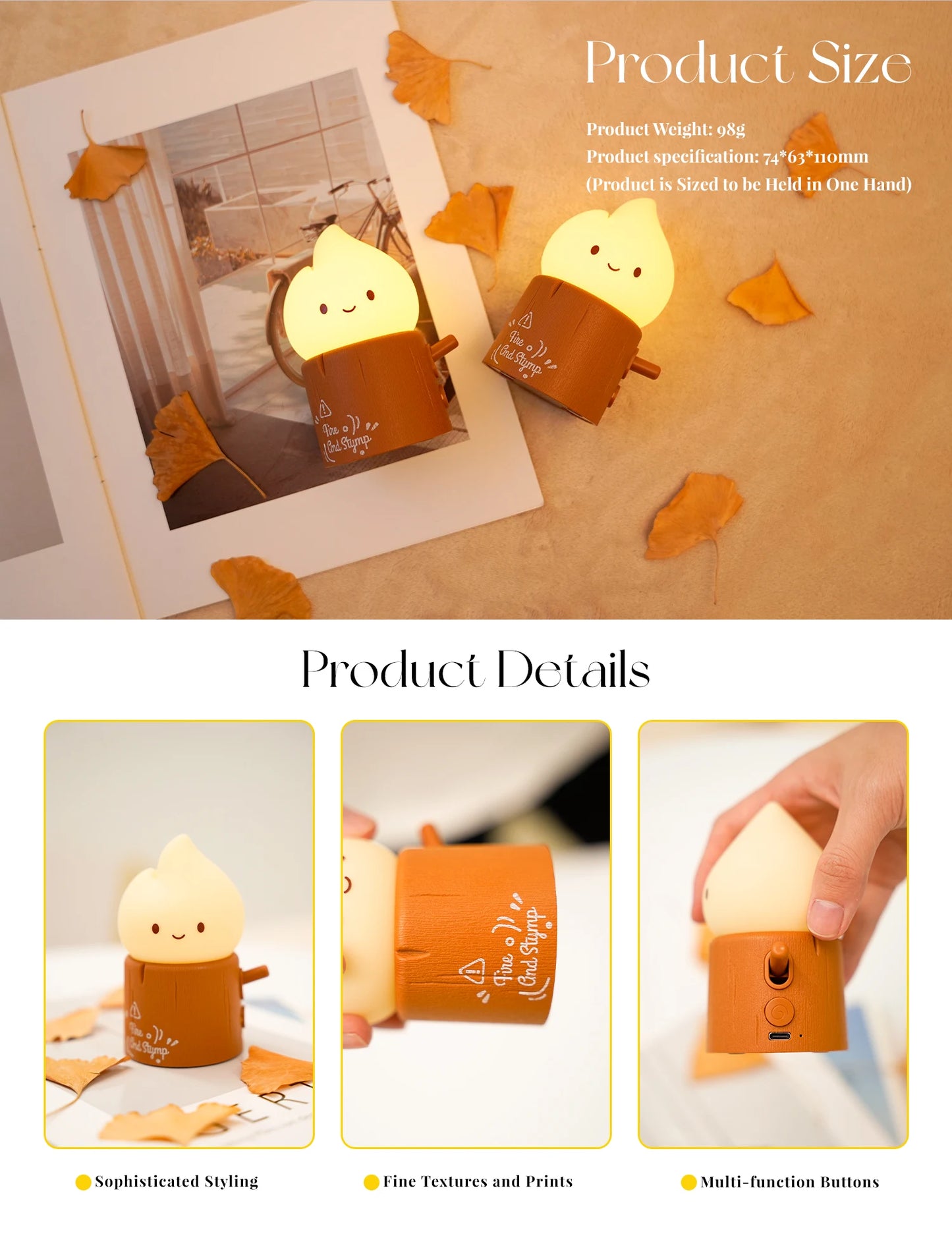 Flameless Candles Night Light Cute Sleeping Nightlights Dimmable 2 Lighting Modes