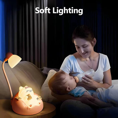 LED Desk Lamp Mini Cat Dimming Reading Light 3 Lighting Mode USB Rechargeable