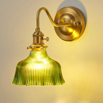 Nordic Traditional Brass Wall Lamp with Glass Shade Elegant Wall Sconce Lighting