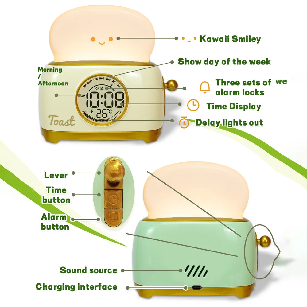 Kid Alarm Clock LED Night Light Digital Clock Children's Sleep Trainier