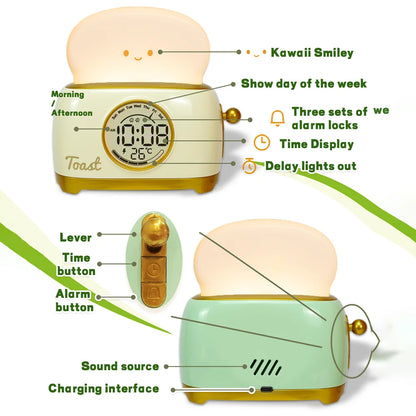 Kid Alarm Clock LED Night Light Digital Clock Children's Sleep Trainier